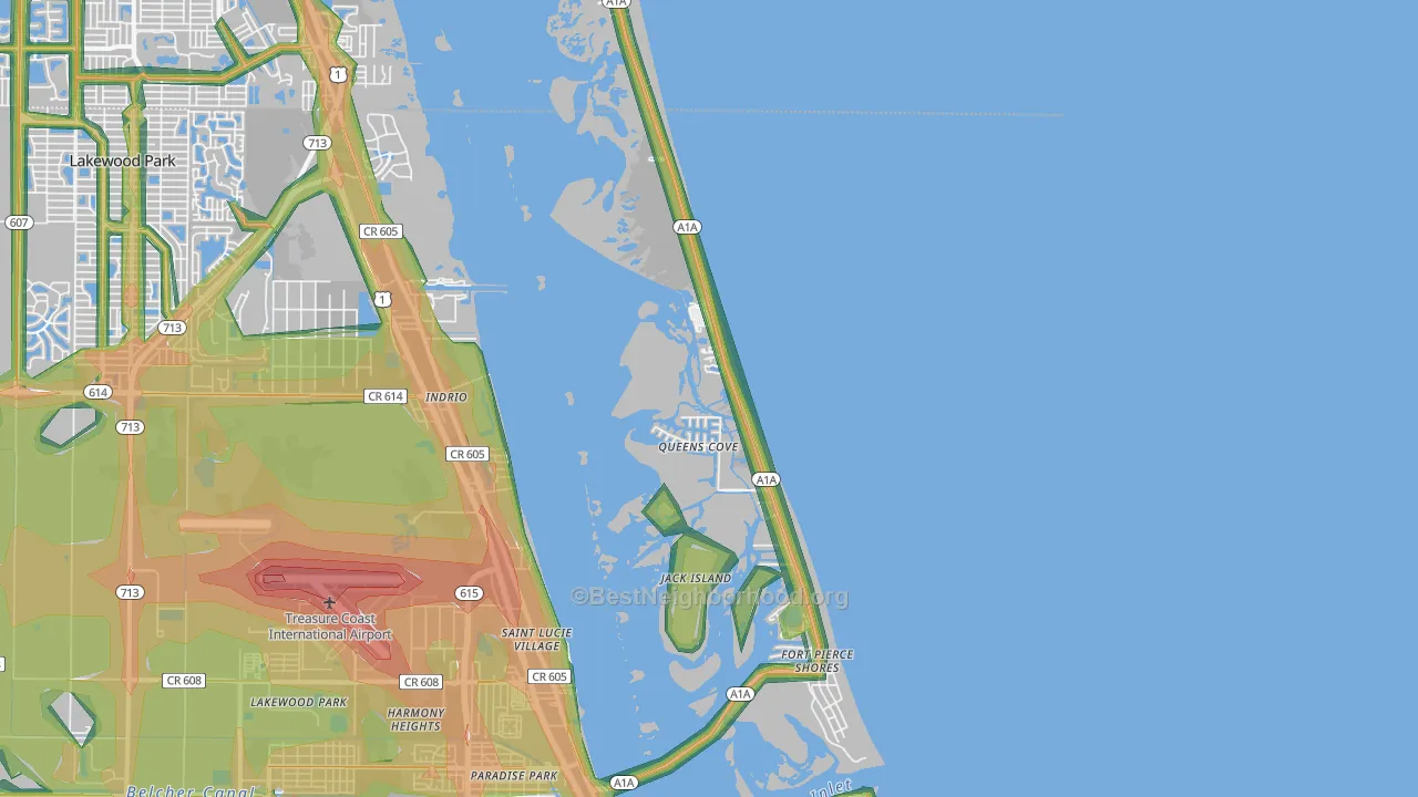 South Beach, Fort Pierce, FL Map of Noise Levels in South Beach