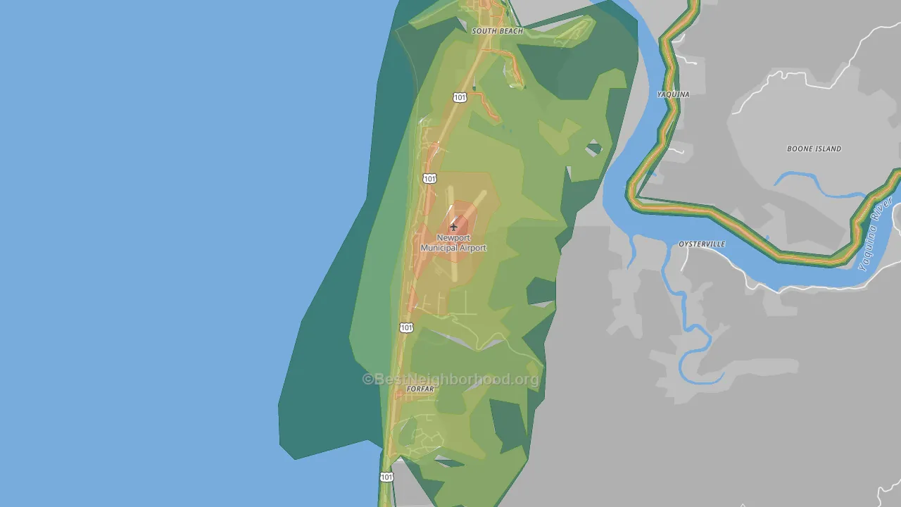 South Beach, OR Map of Noise Levels in South Beach