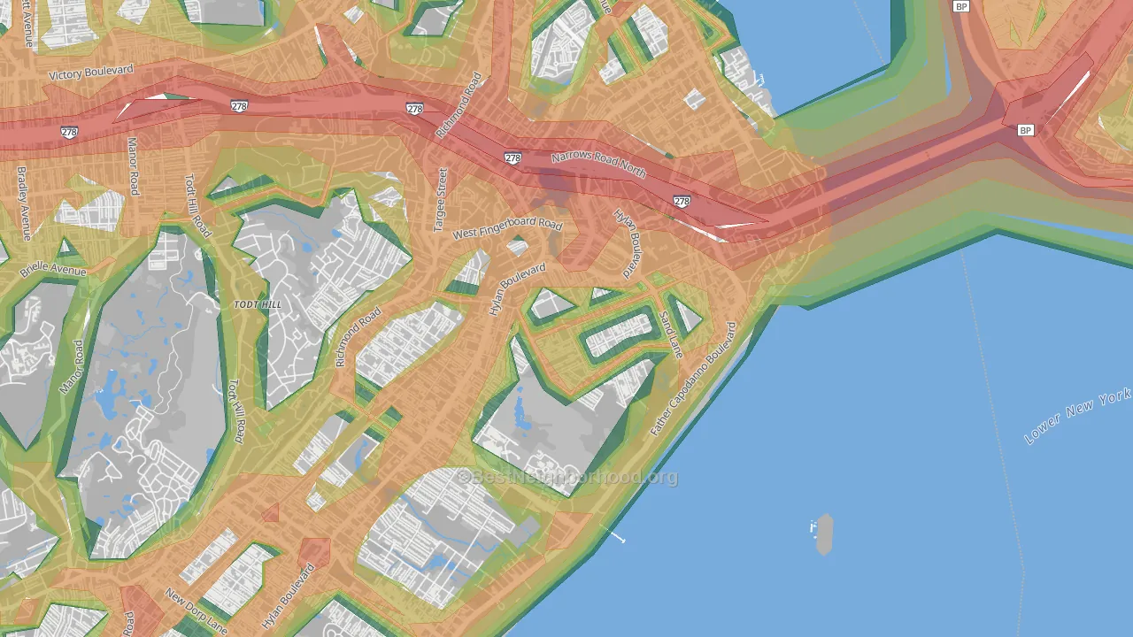South Beach, Staten Island, NY Map of Noise Levels in South Beach