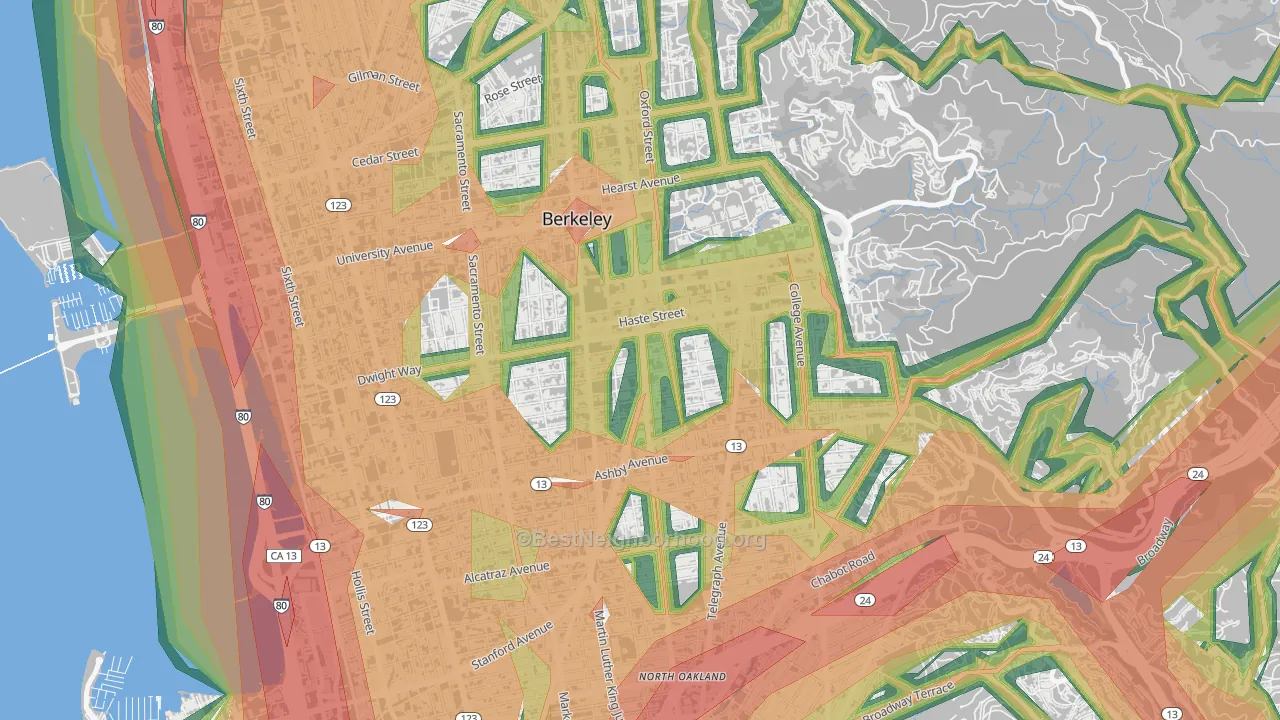 South Berkeley, Berkeley, CA Map of Noise Levels in South Berkeley