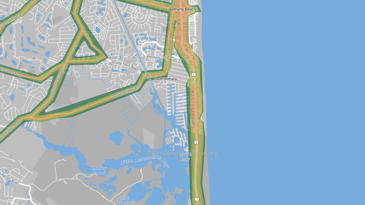 South Bethany, DE Map of Noise Levels in South Bethany