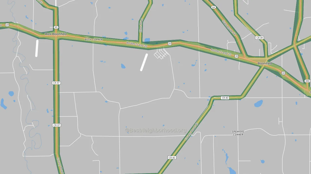 South Bloomfield, NY Map of Noise Levels in South Bloomfield