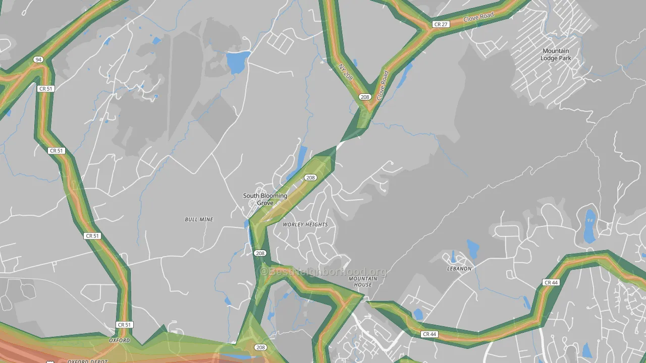 South Blooming Grove, NY Map of Noise Levels in South Blooming Grove