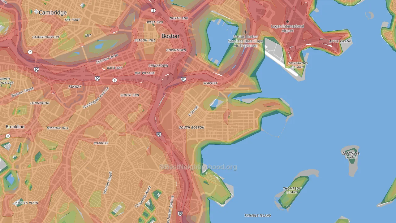 South Boston, Boston, MA Map of Noise Levels in South Boston