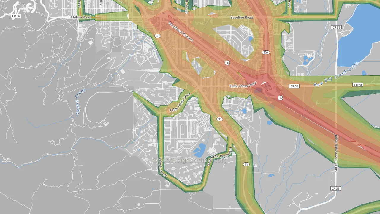 South Boulder, Boulder, CO Map of Noise Levels in South Boulder