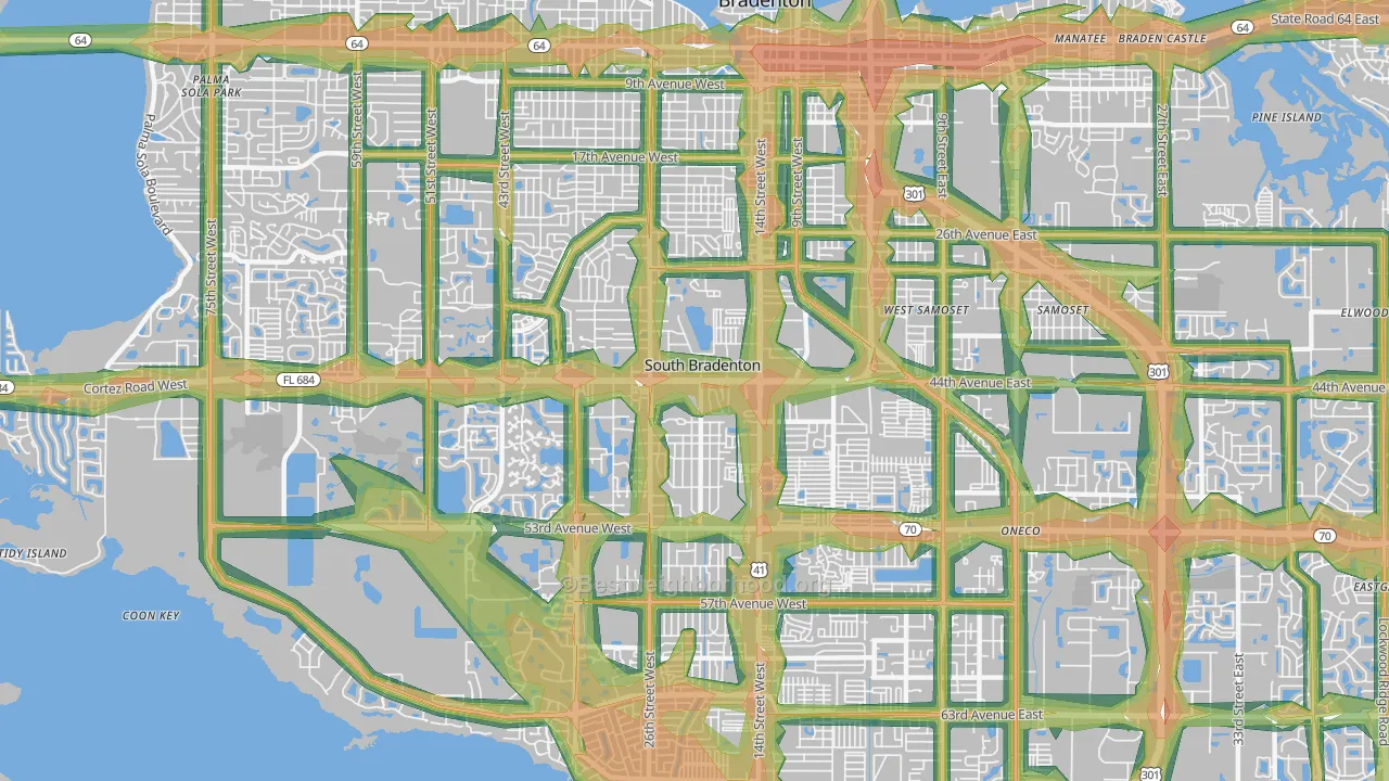 South Bradenton, FL Map of Noise Levels in South Bradenton