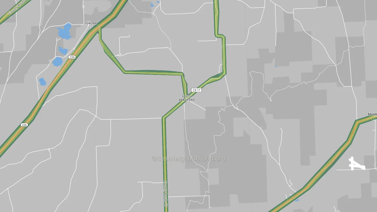 South Bradford, NY Map of Noise Levels in South Bradford