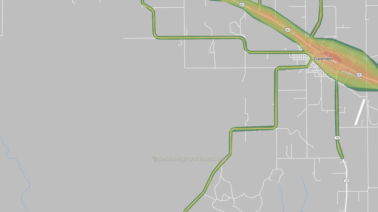 South Brice, TX Map of Noise Levels in South Brice