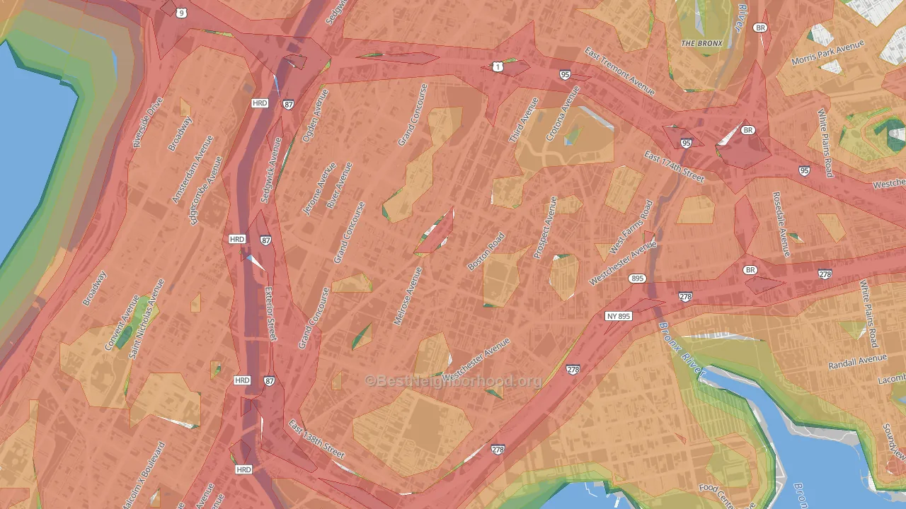 South Bronx, Bronx, NY Map of Noise Levels in South Bronx