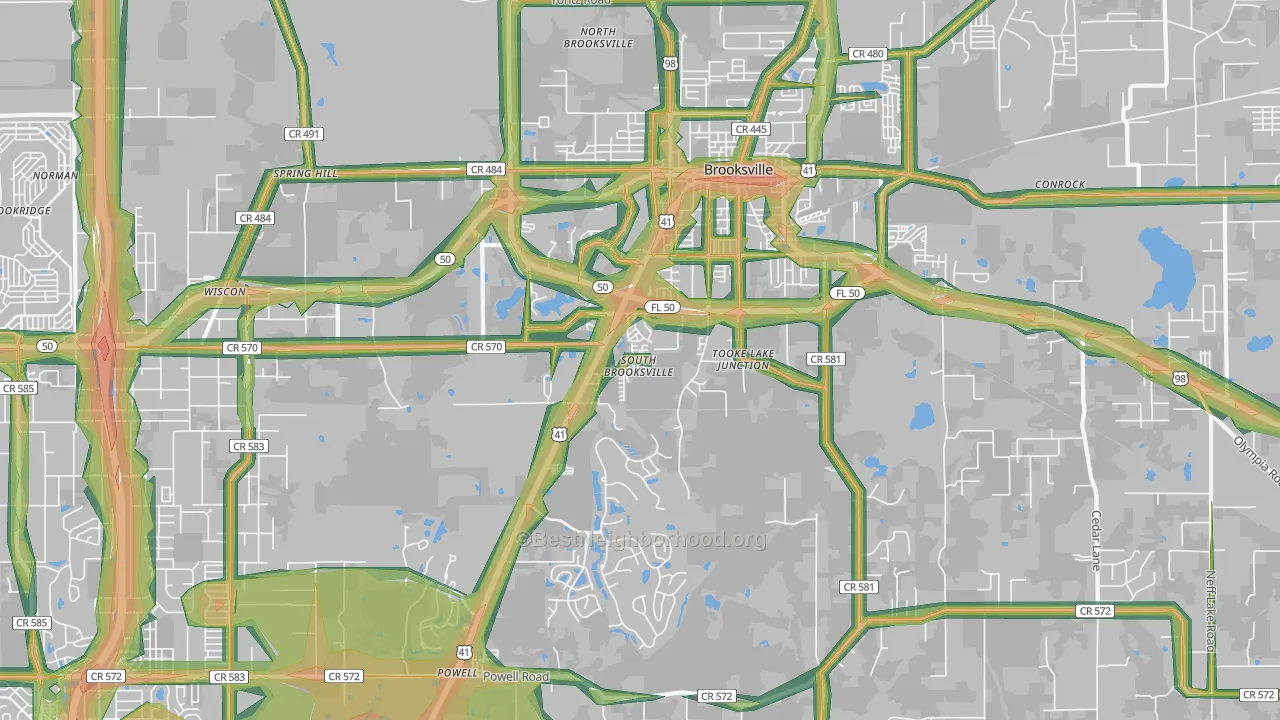 South Brooksville, FL Map of Noise Levels in South Brooksville