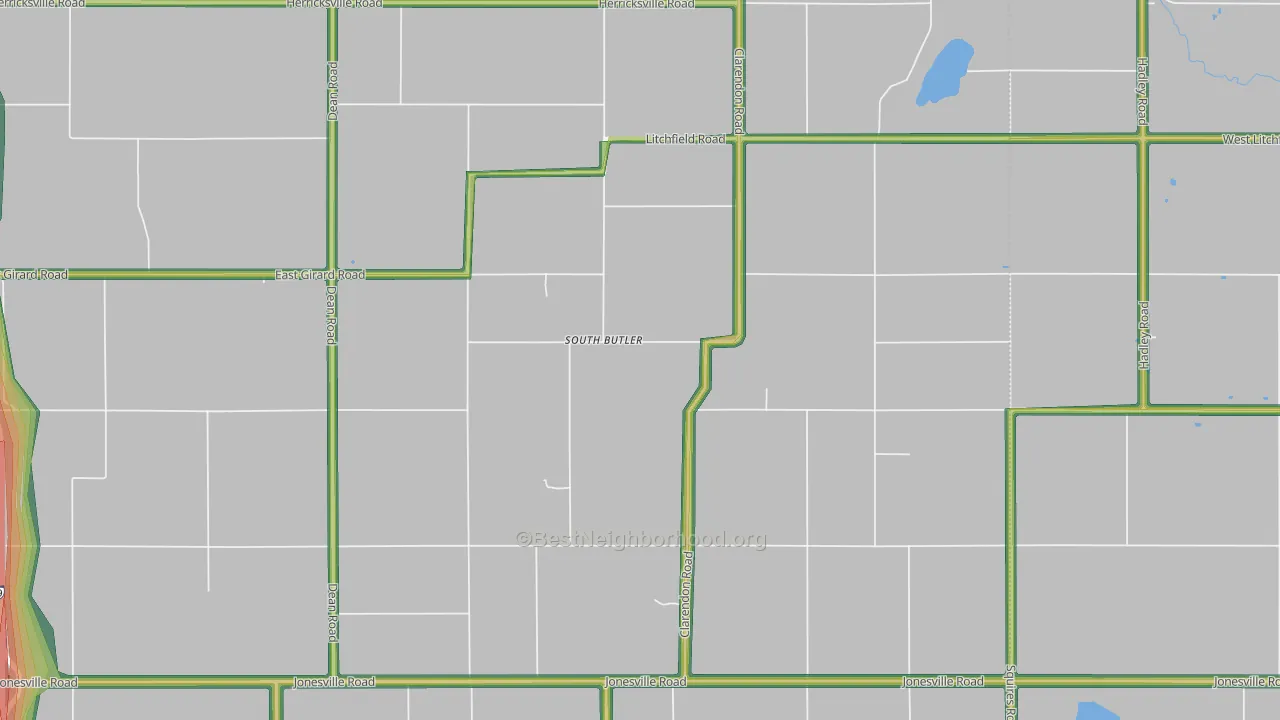 South Butler, MI Map of Noise Levels in South Butler