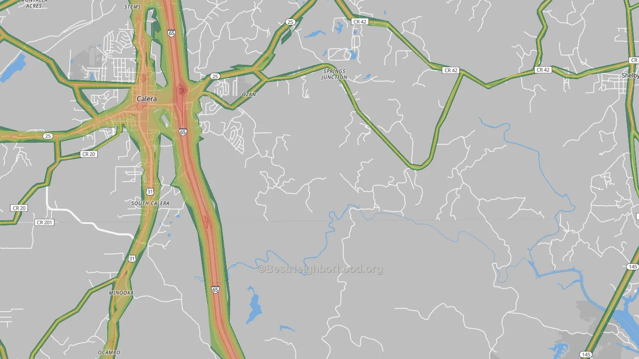 South Calera, AL Map of Noise Levels in South Calera