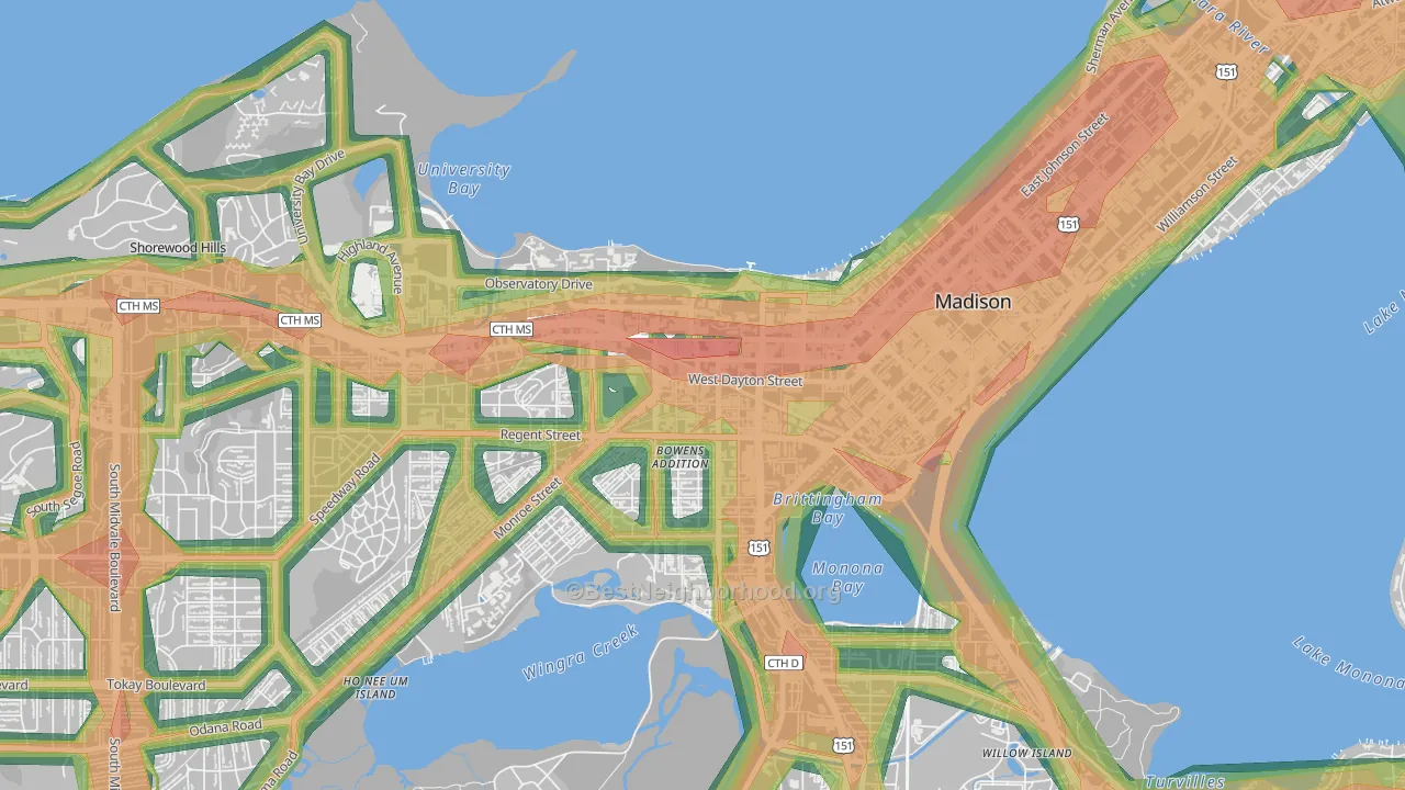 South Campus, Madison, WI Map of Noise Levels in South Campus