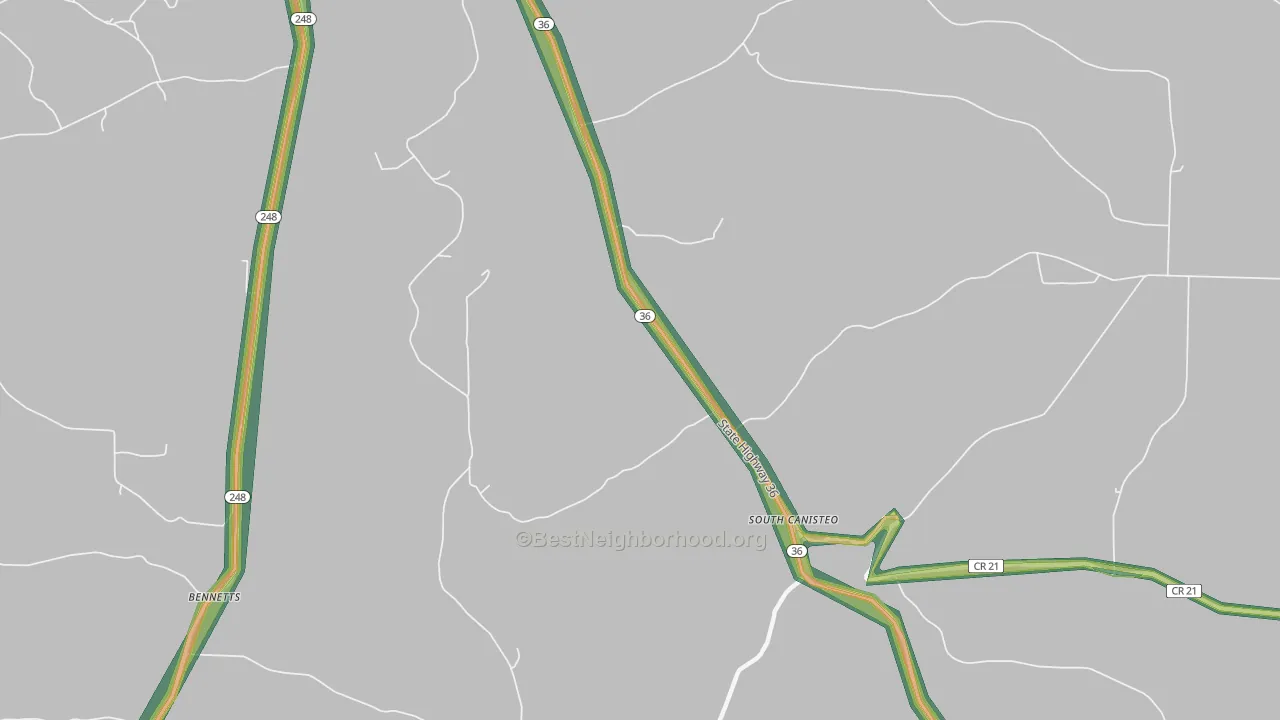 South Canisteo, NY Map of Noise Levels in South Canisteo