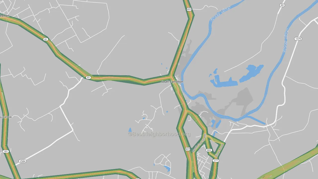 South Carrollton, KY Map of Noise Levels in South Carrollton