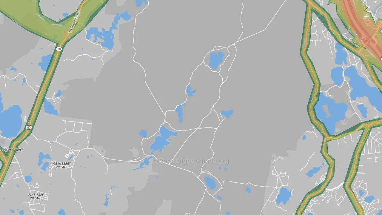 South Carver, MA Map of Noise Levels in South Carver