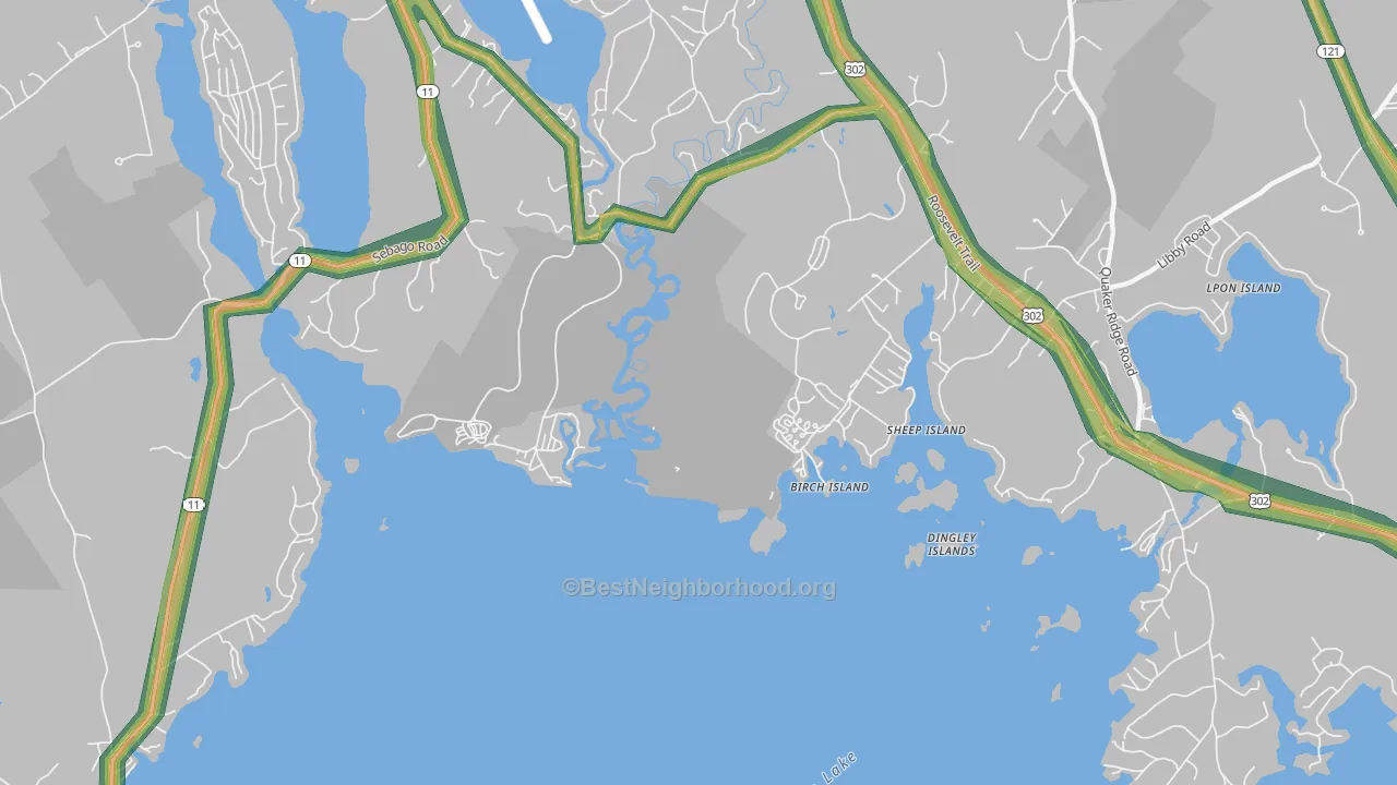 South Casco, ME Map of Noise Levels in South Casco
