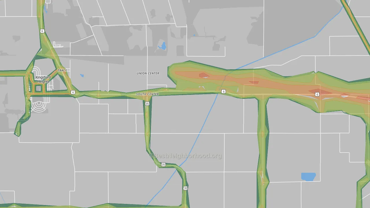 South Center, IN Map of Noise Levels in South Center