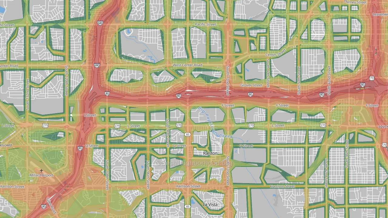 South Central Omaha, Omaha, NE Map of Noise Levels in South Central Omaha
