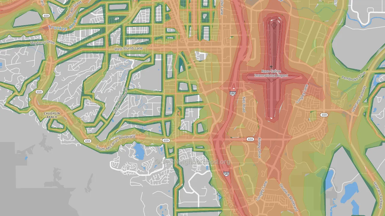South Central, Reno, NV Map of Noise Levels in South Central