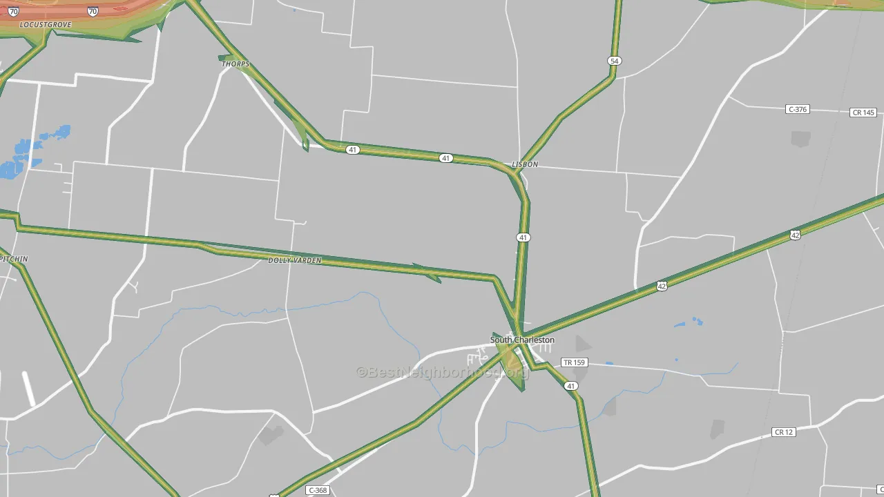 South Charleston, OH Map of Noise Levels in South Charleston