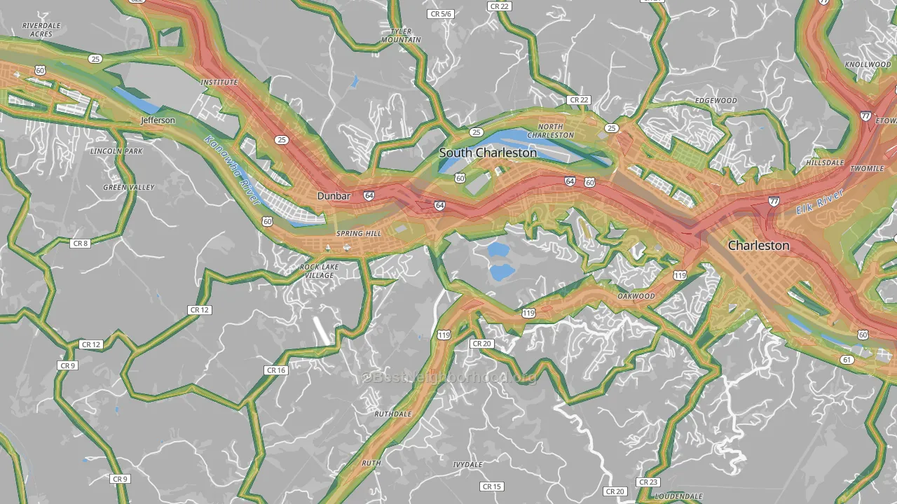 South Charleston, WV Map of Noise Levels in South Charleston