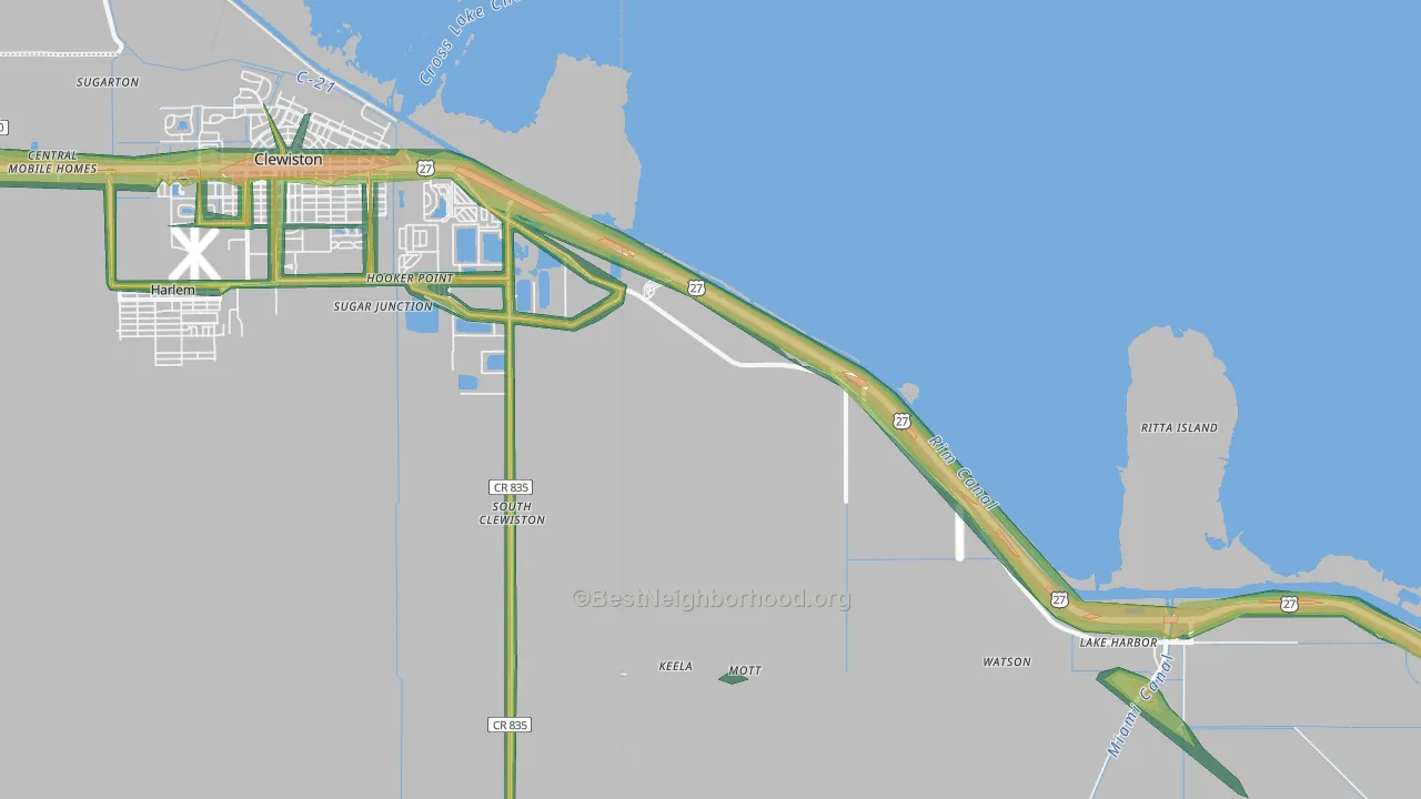 South Clewiston, FL Map of Noise Levels in South Clewiston