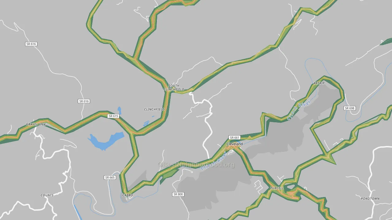 South Clinchfield, VA Map of Noise Levels in South Clinchfield