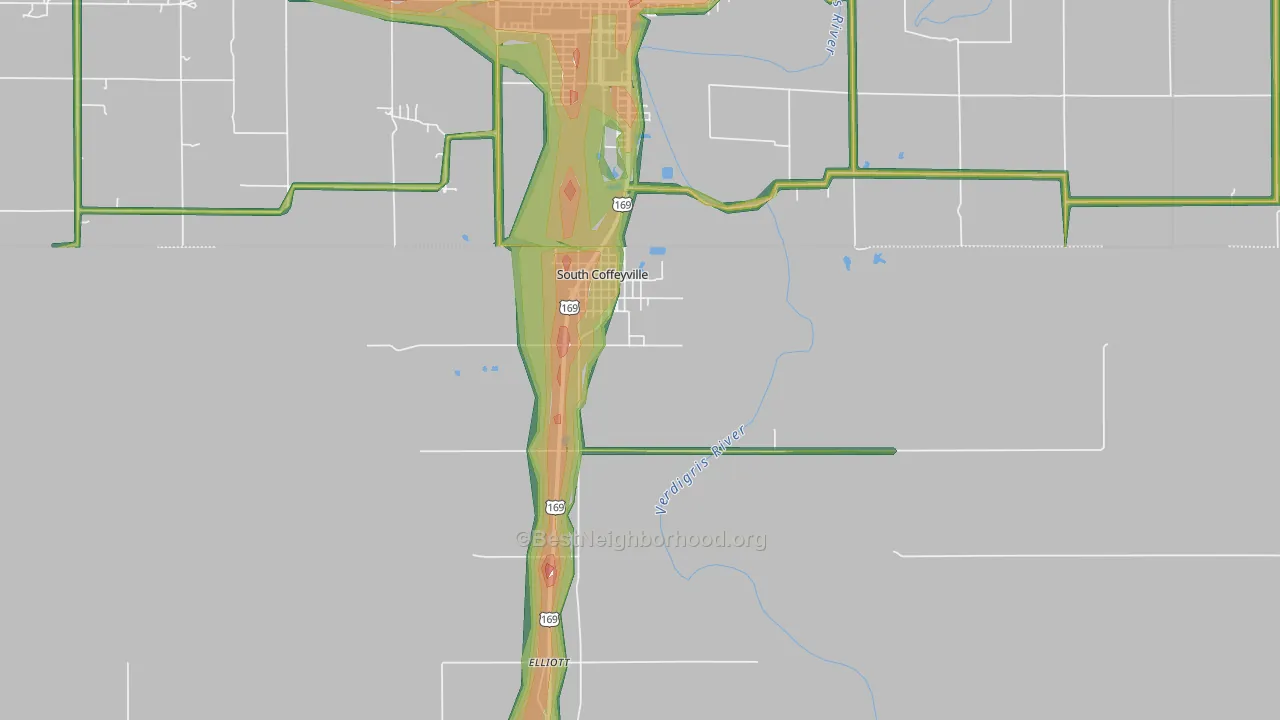 South Coffeyville, OK Map of Noise Levels in South Coffeyville