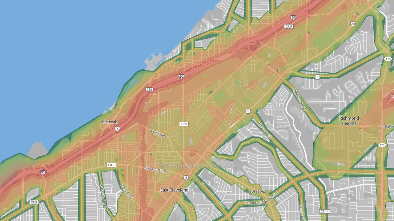 South Collinwood, Cleveland, OH Map of Noise Levels in South Collinwood
