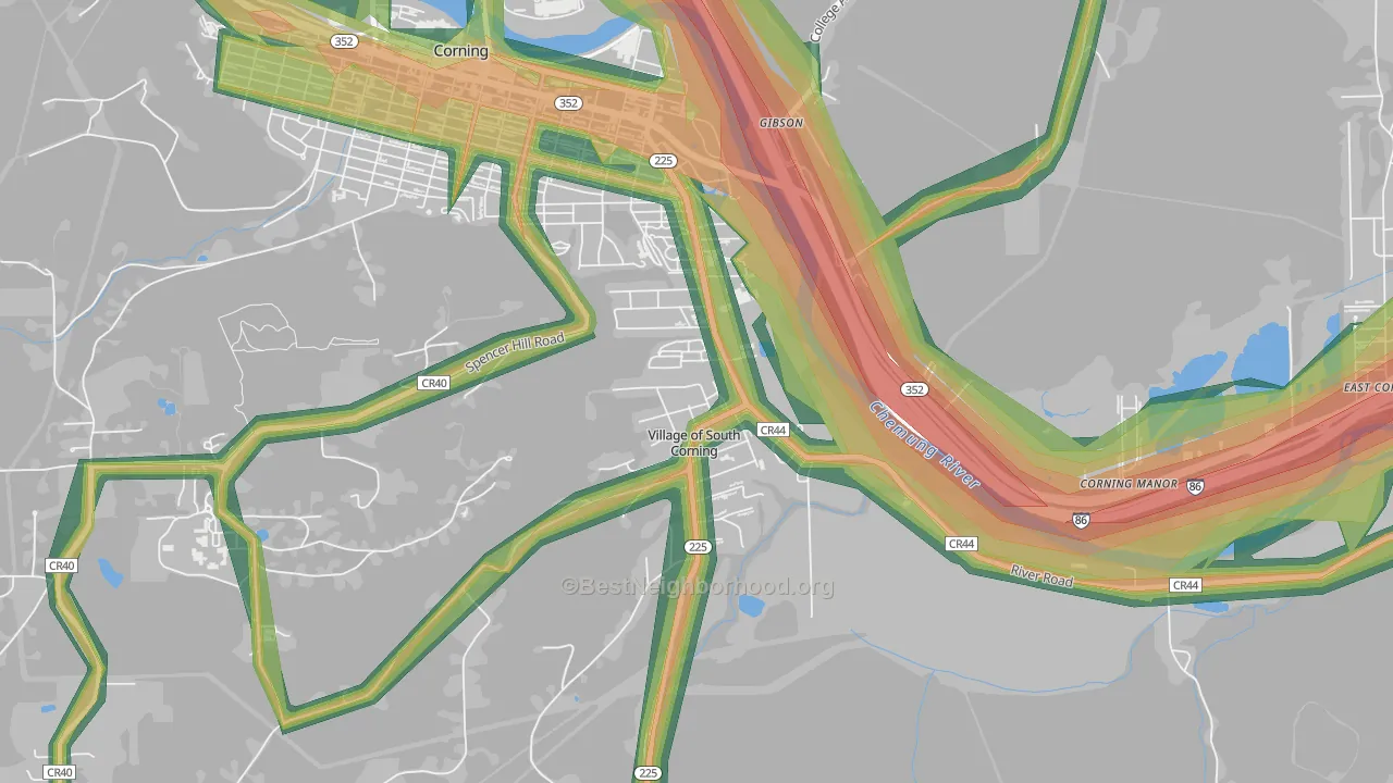South Corning, NY Map of Noise Levels in South Corning
