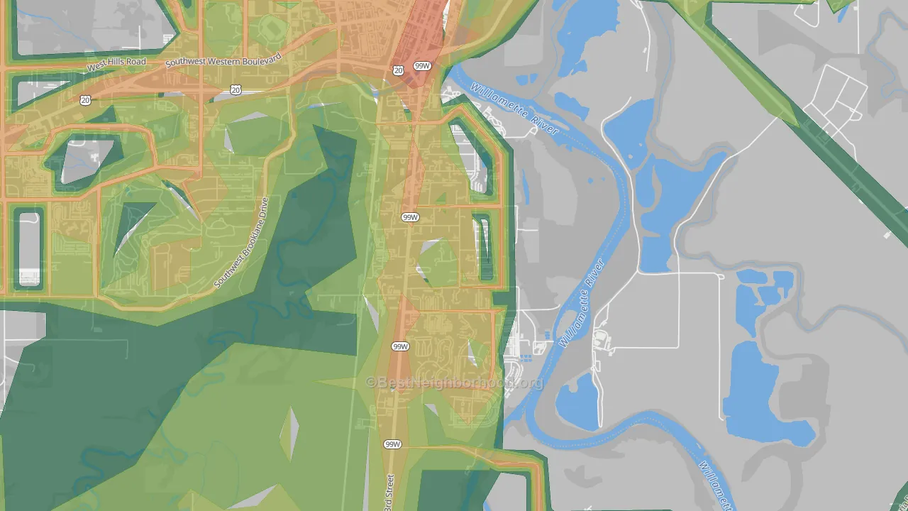 South Corvallis Neighbors, Corvallis, OR Map of Noise Levels in South Corvallis Neighbors
