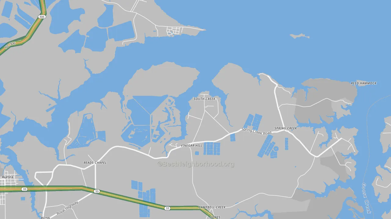 South Creek, NC Map of Noise Levels in South Creek