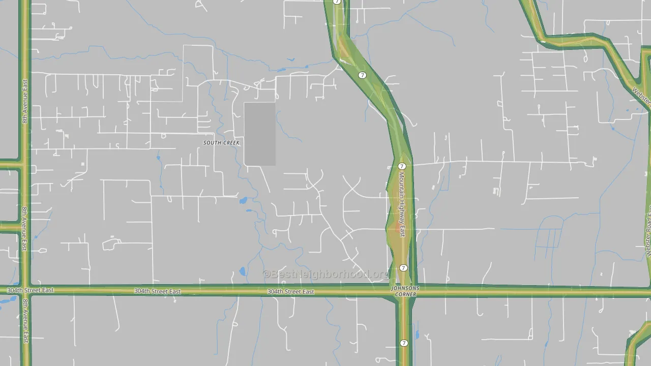 South Creek, WA Map of Noise Levels in South Creek