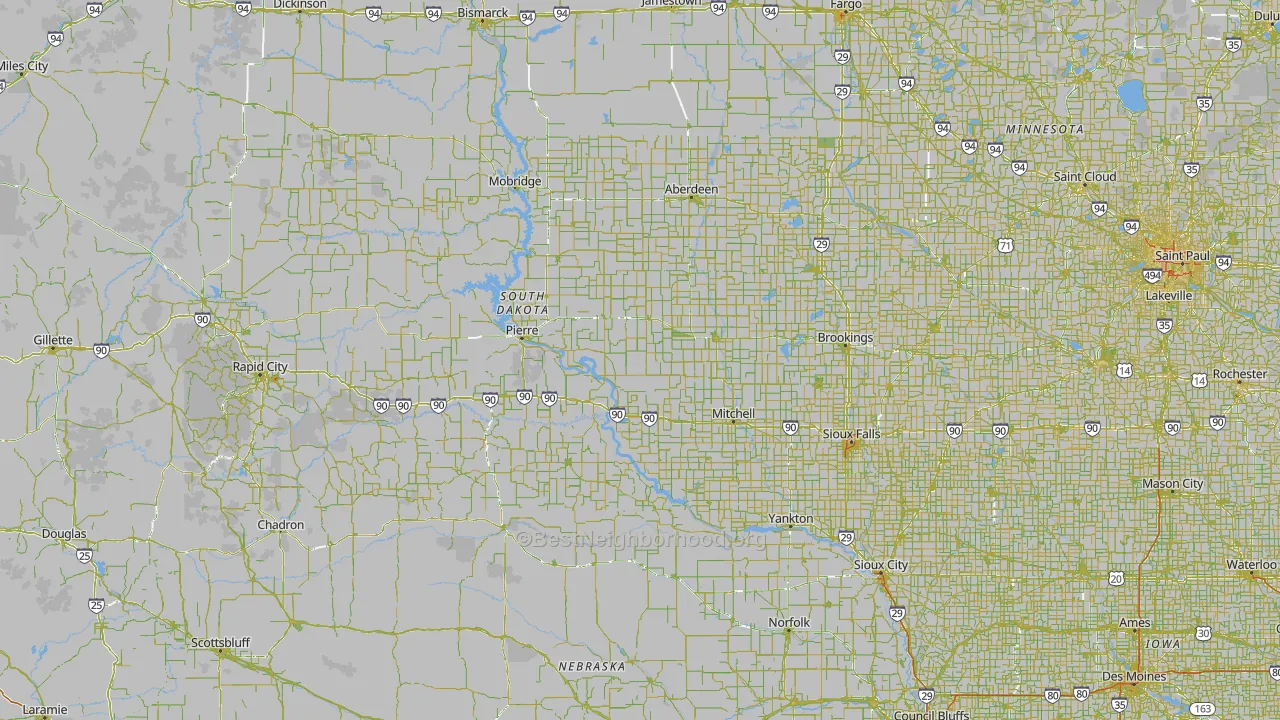 South Dakota Map of Noise Levels in South Dakota