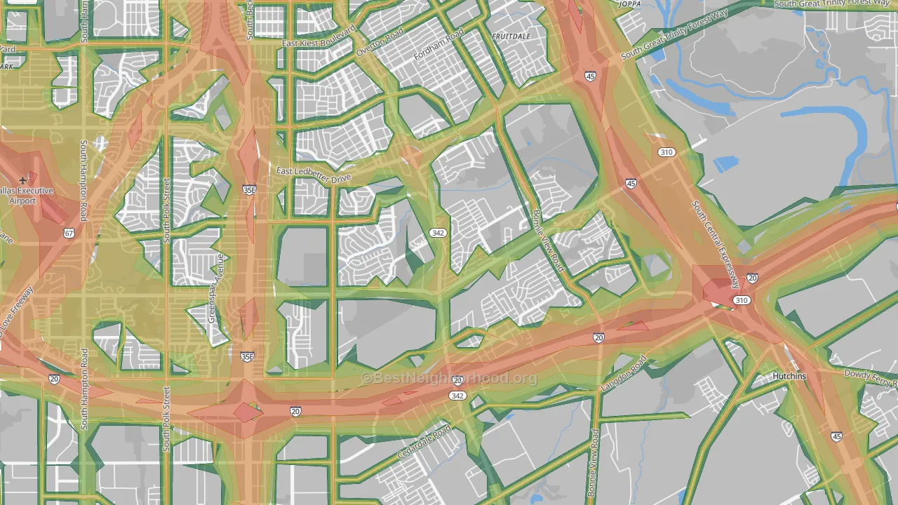 South Dallas Fair Park, Dallas, TX Map of Noise Levels in South Dallas Fair Park