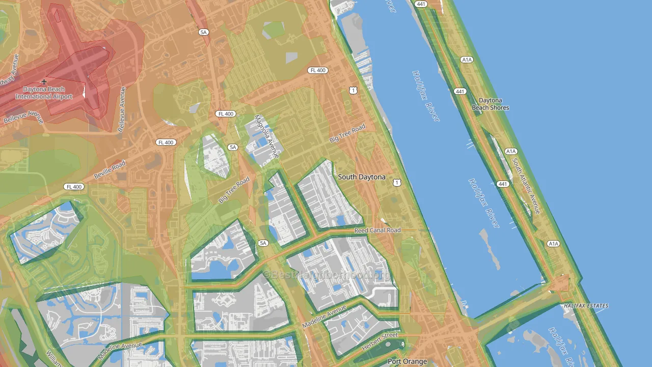 South Daytona, FL Map of Noise Levels in South Daytona
