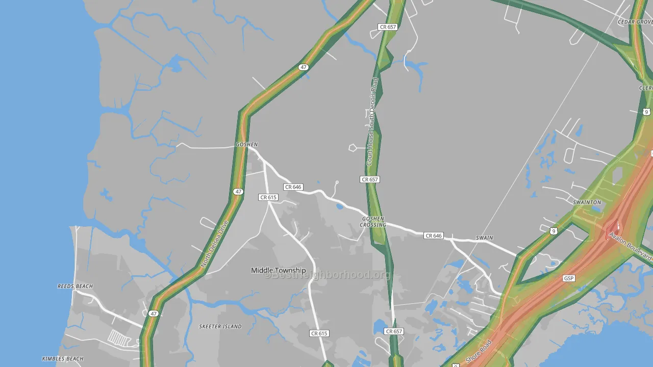 South Dennis, NJ Map of Noise Levels in South Dennis