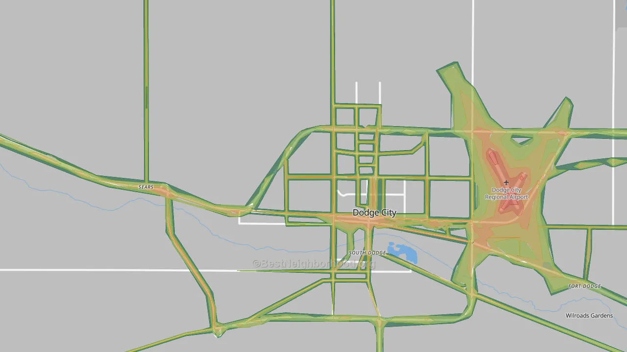 South Dodge, KS Map of Noise Levels in South Dodge