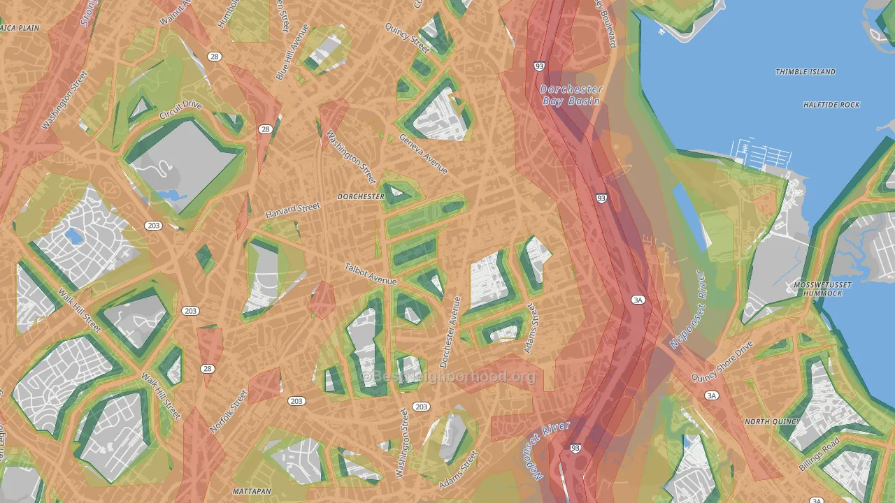 South Dorchester, Boston, MA Map of Noise Levels in South Dorchester