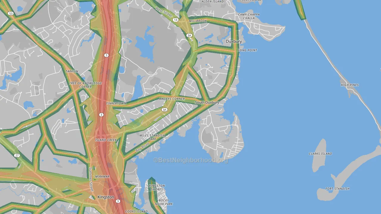 South Duxbury, Duxbury, MA Map of Noise Levels in South Duxbury