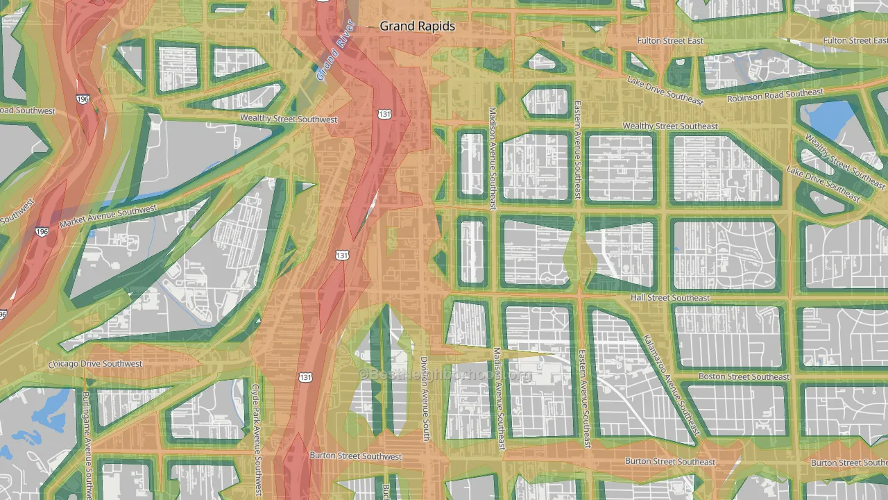 South East Community, Grand Rapids, MI Map of Noise Levels in South East Community