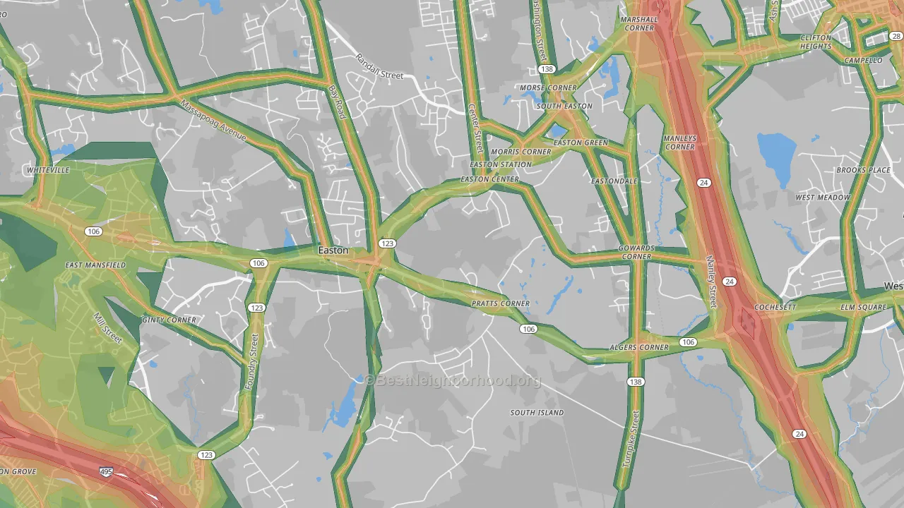 South Easton, MA Map of Noise Levels in South Easton