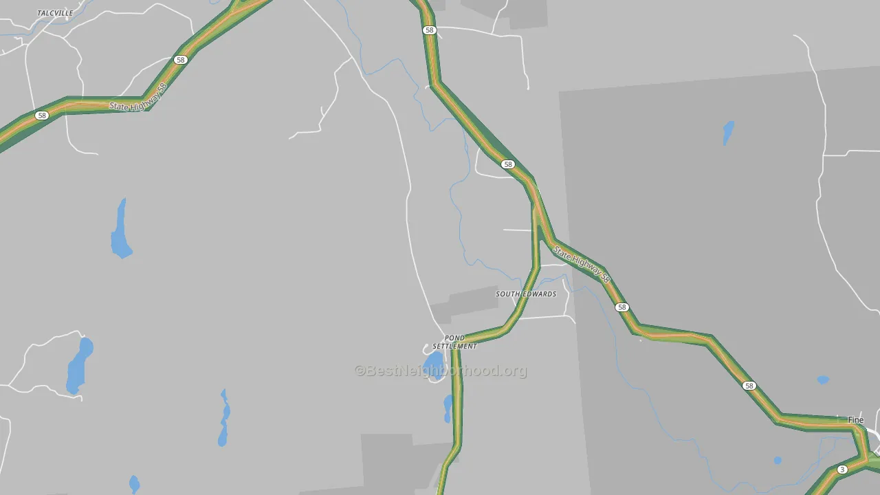 South Edwards, NY Map of Noise Levels in South Edwards