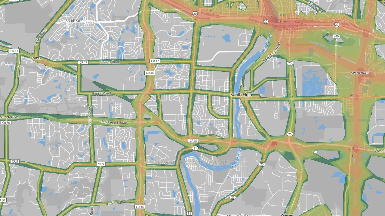 South Elgin, IL Map of Noise Levels in South Elgin