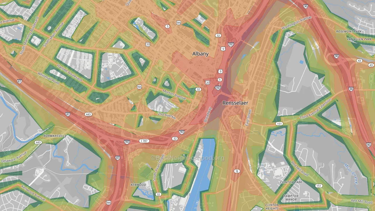 South End, Albany, NY Map of Noise Levels in South End