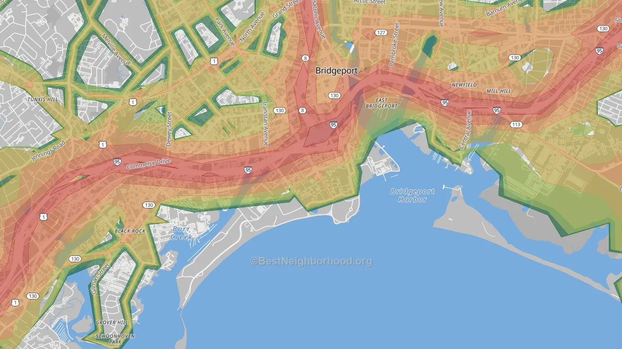South End, Bridgeport, CT Map of Noise Levels in South End