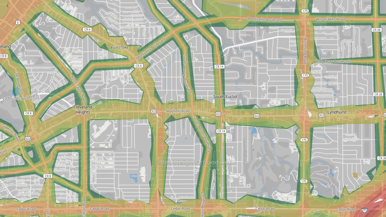 South Euclid, OH Map of Noise Levels in South Euclid