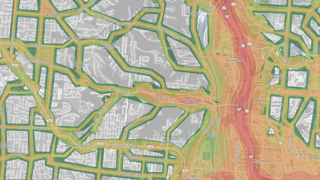 South Fairmount, Cincinnati, OH Map of Noise Levels in South Fairmount