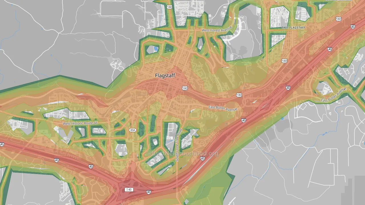 South Flagstaff, Flagstaff, AZ Map of Noise Levels in South Flagstaff